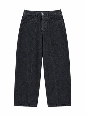 COS mid-rise relaxed wide leg barrel jeans cotton washed black size 29